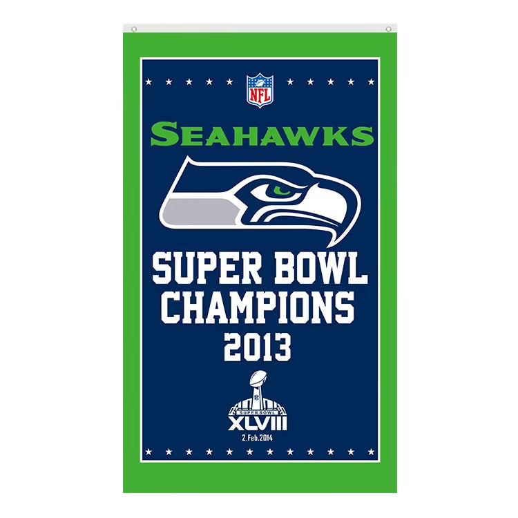Seattle Seahawks Super Bowl Champions Novelty Flag Banner NEW! 3 ft x 5 ft Home & Garden:Yard, Garden & Outdoor Living:Décor:Flags Cozy Home Treasures